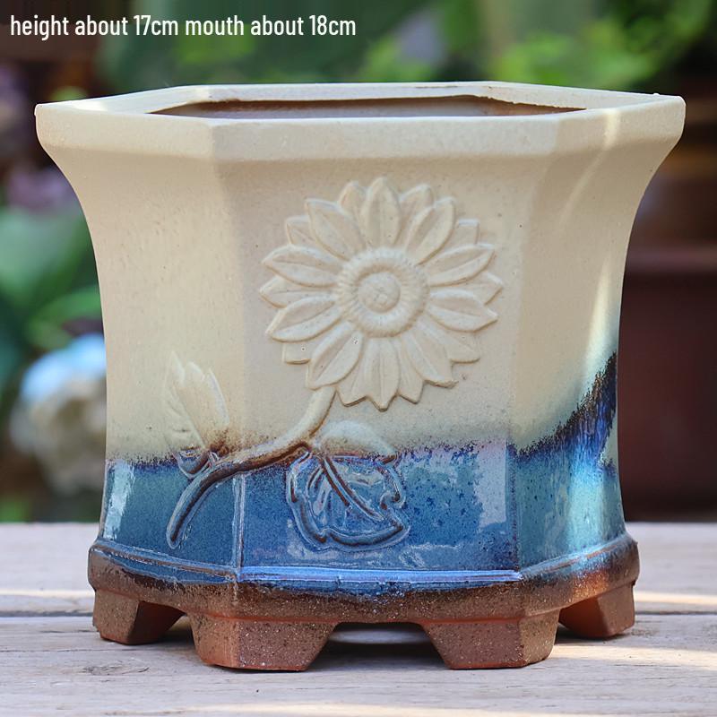 Handmade Terracotta Succulent Pot, Large Square with Gloss Glaze and Breathable Design.