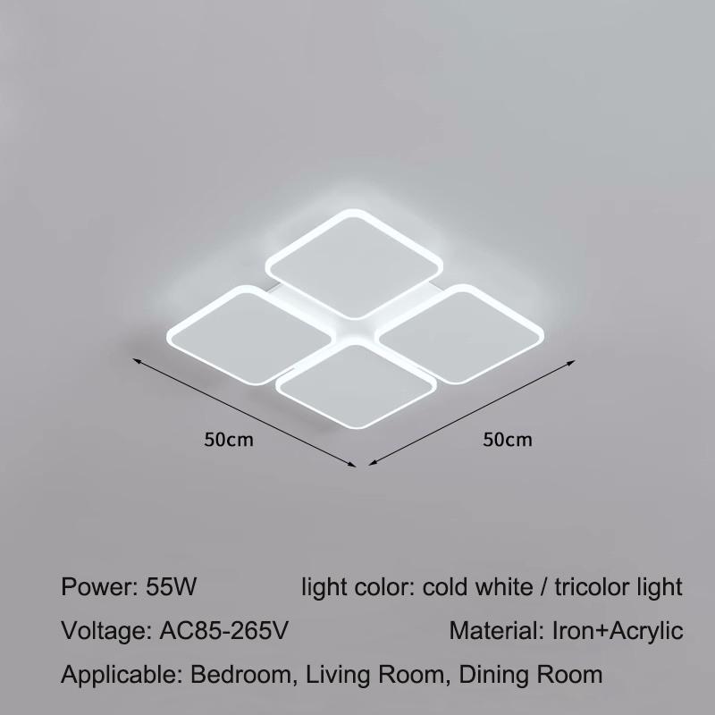 

Потолочный светильник с затемнением, современное простое внутреннее освещение, подходящее для спальни, гостиной, столовой, квадратные и круглые акриловые светильники Cold White