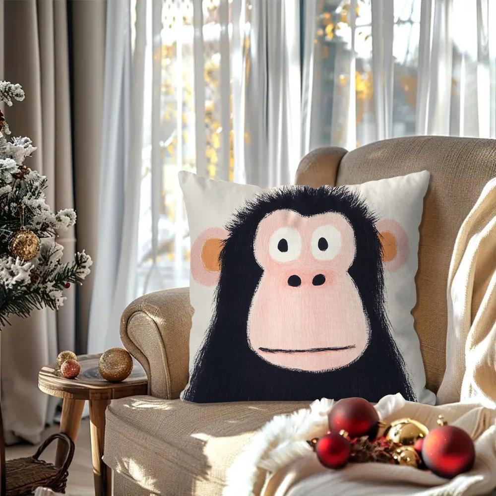 G-Gorilla Creative Cartoon Animation Pillow Case Square Pillow Bedroom Sofa Leisure ComfortCar Living Room Home Decoration 40X40
