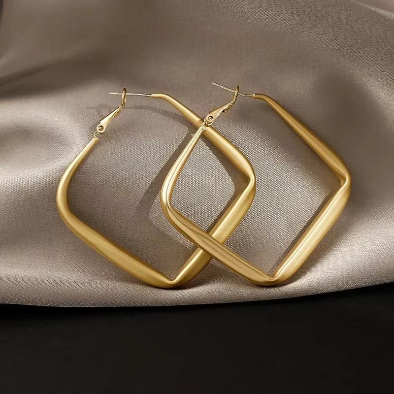 Charm Geometric Square Drop Dangle Earrings for Woman Personality Gold Stainless Steel Stud Earring Rock Jewelry
