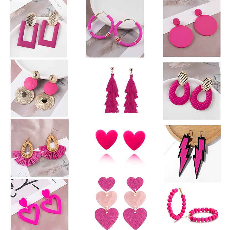 

Twelve piece set rose pink earrings fashionable women s earrings set