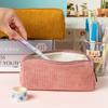 New retro corduroy solid color pencil case artistic minimalist stationery bag high school student storage bag birthday gift bag