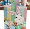 Easter Bunny Eggs Wood Grain Linen Table Runner Party Decor Washable Farmhouse Kitchen Dining Table Runner Easter Decorations