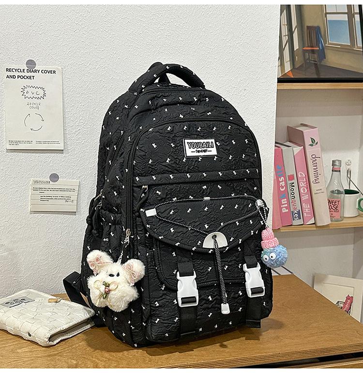 Schoolbag High-value Schoolbag Female Korean Version Japanese Versatile Polka Dot Printed Backpack Junior High School High School College Student 