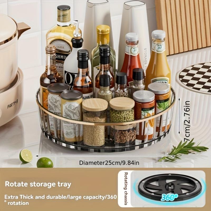 360 Degree Rotating Seasoning Rack, Kitchen Storage Rack, Seasoning Bottle Storage Tray, Rotating Storage Tray