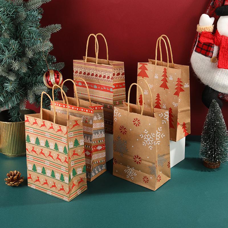 1pcs Kraft Paper Gift Bags Merry Christmas Candy Cookie Packaging Bag Boxes Natal Kids Favors 2026 New Year Party Decoration