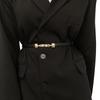Black Mirrored Pearl-Embellished Adjustable Belt for Women's Suit Dress