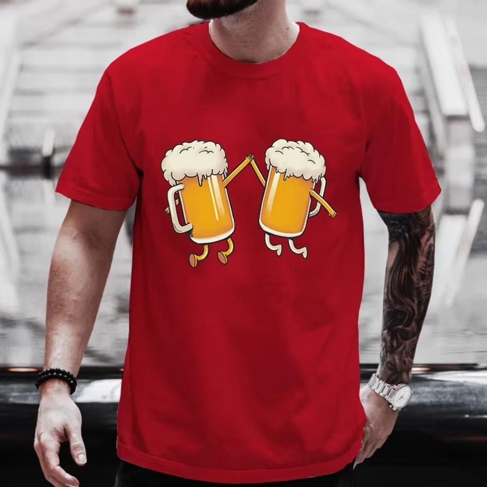 T Shirt for Men Drinking Party Team Matching Tees Cheers Beer Graphic Y2k Tops Fashion Beer DAY Plus Size Outfit Streetwear