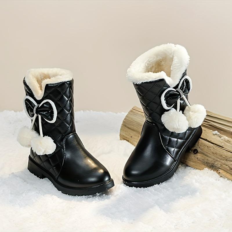 Snow Boots Girls Winter Thick Warm Princess Short Boots Older Girls Easy On Thick Warm Snow Boots Little Girls