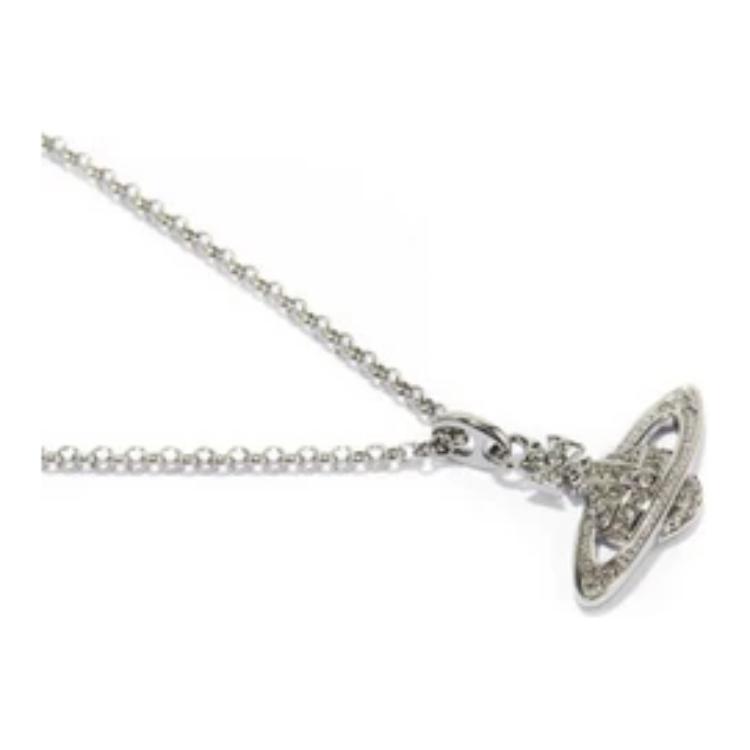VIVIENNE WESTWOOD Mini Bas Relief Classic Crystal Pendant Necklace Women Necklace Gunmetal 63020086-S108-CNS108