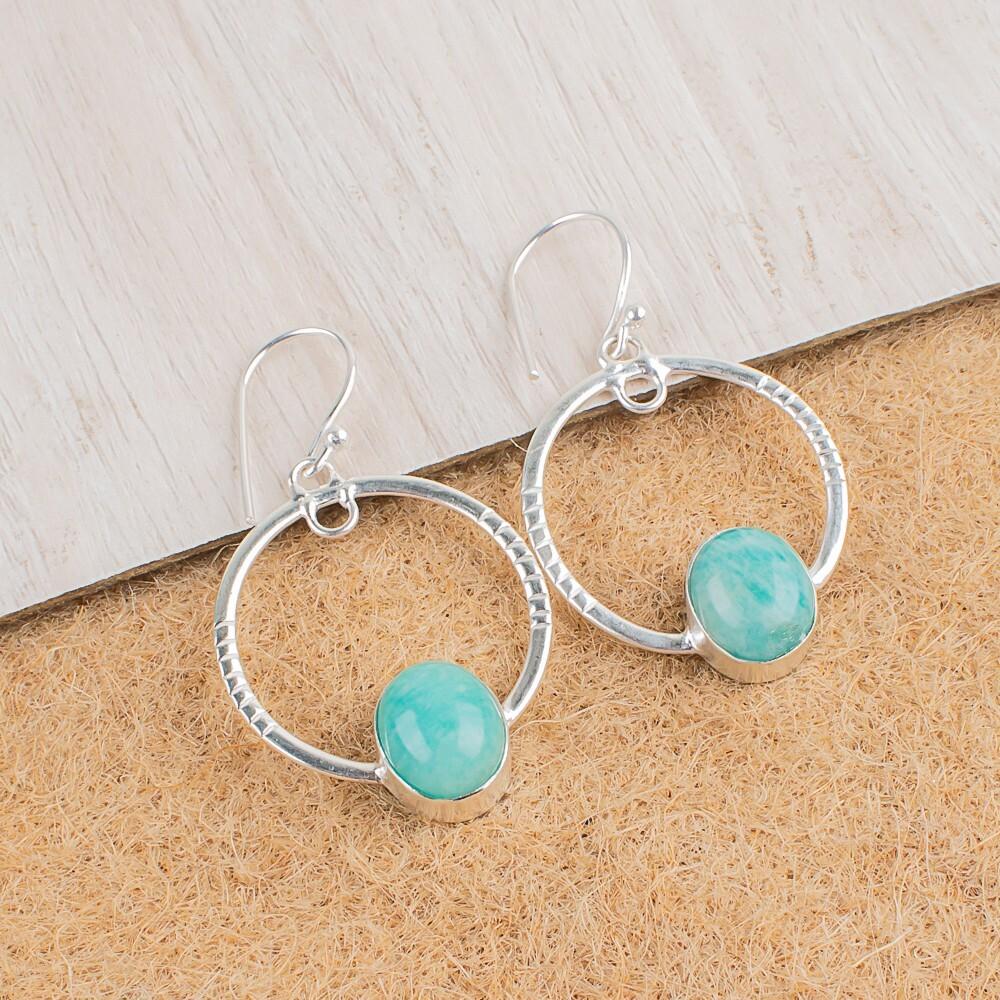

Amazonite Gemstone 925 Sterling Silver Handmade Jewelry Earrings 1.37 For Her EE-67-27