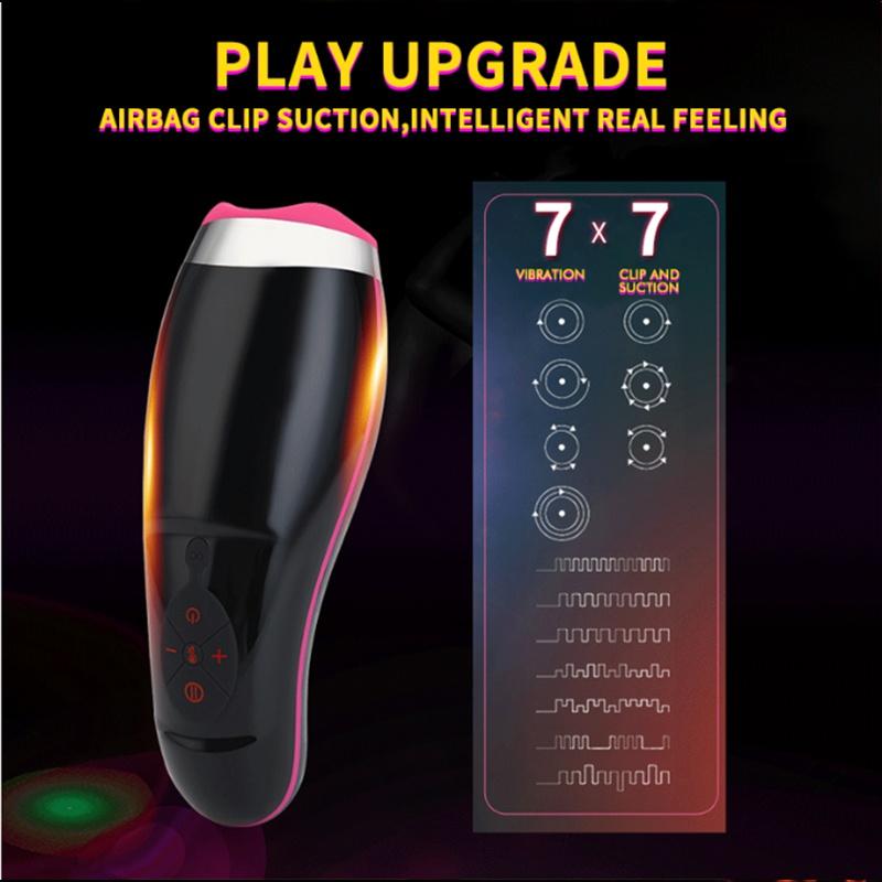 Automatické vyhřívání Sání Mužský Masturbátor Cup Smart Pulse Baterka Vibrátor Vagina Skutečná Pussy Sex Machine Kouření Sexuální hračky pro muže