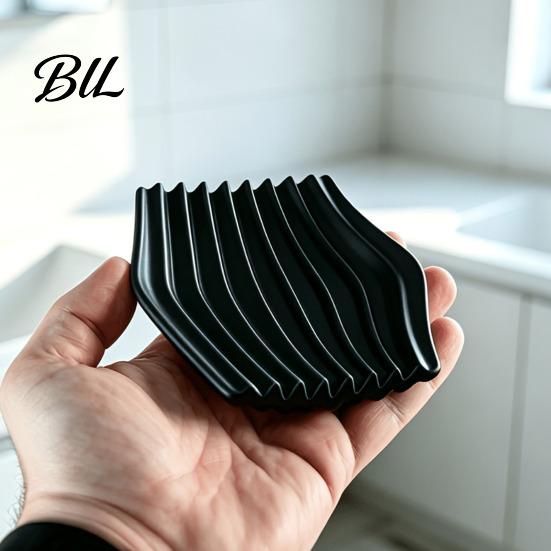 Ring Earring Storage Plate 3D Printed Soap Dish, Minimalist Wave Design Bathroom Holder, Compact Dish for Travel Shower Tray Bathroom, Kitchen