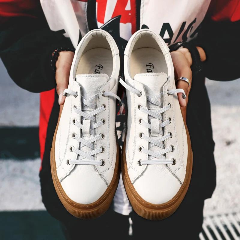 Men's Shoes Genuine Leather White Casual Shoe Luxury Brand Comfort Skateboard Sneakers Fashion Designer Tenis Shoes Moccasins