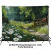 2D Wildflower Meadow and Wooden Fence Background Cloth Photo Booth Prop
