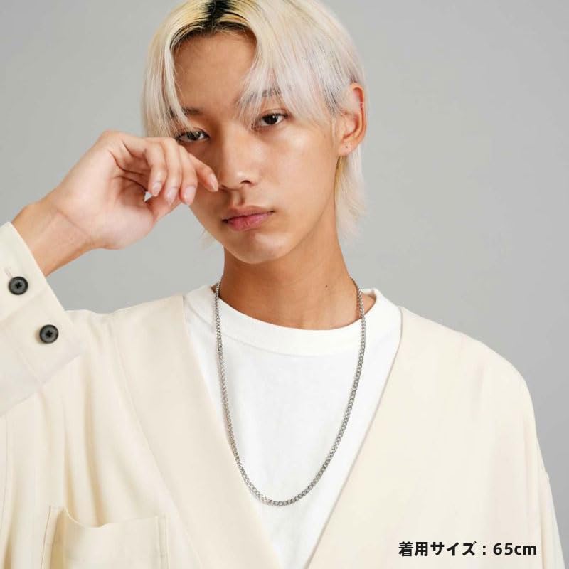 Wrapped Slendery Chain Surgical Stainless with Custom Brand [Lionheart] Necklace, Kihei, 55cm, Steel, Pouch, Men's (55cm)