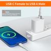 USB C Female To USB Male Adapter 4Pcs,Type C To USB A Charger Converter for iPhone 16 15 14 13 12Pro Max,Samsung Galaxy Note 20