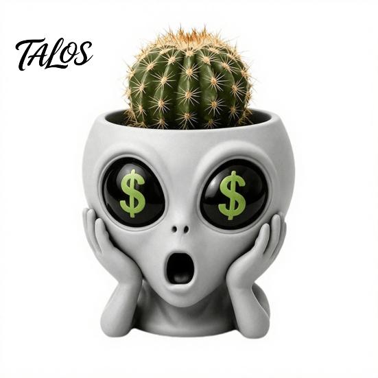 Cute Alien Planter Funny Face Planter, 3D Printed Novelty Plant Pot, Gray Head for Succulents Cacti Home Table Shelf Decoration Office Desk