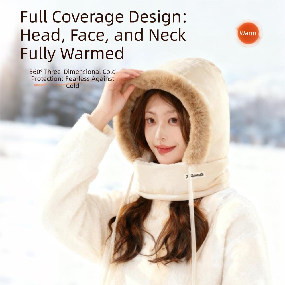 Cycling Cap Down Cotton Balaclava Ski Mask Windproof Warm Winter Hat Dustproof 4-in-1 Mask Hat Scarf Set Unisex