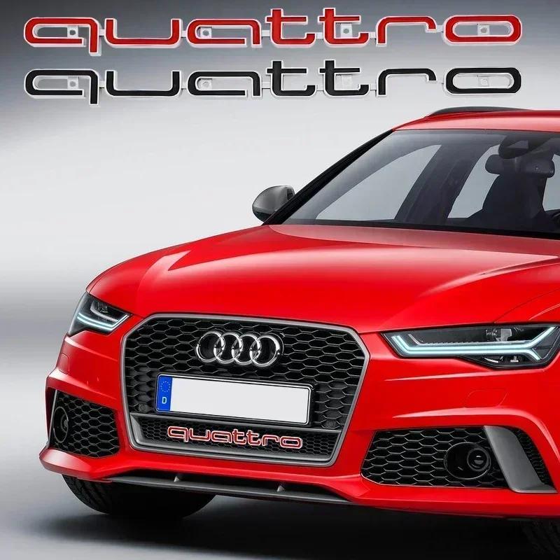 ABS Car Exterior Front Grille Emblem for Qwe1 Quattro Logo A3 A4 A5 A6 A6L A7 A8 Q3 Q5 Q7 S3 S4 S5 RS3 RS4 RS6 Badge Accessories