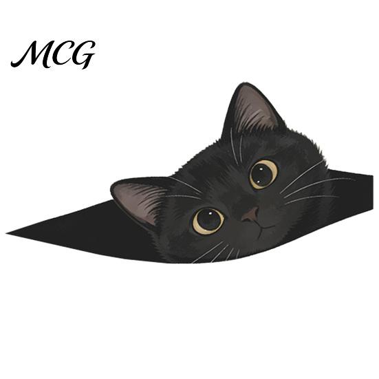 Sun-proof Wall Sticker Car Sticker, Waterproof PVC Self-adhesive Traceless Auto Decal, Curious Kitten Pattern Personalized Decoration for Fuel чёрный
