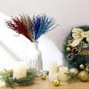 10pcs Textured Plastic Stems Glittering Christmas Picks Artficial Flower Leave Spring Festival Decoration