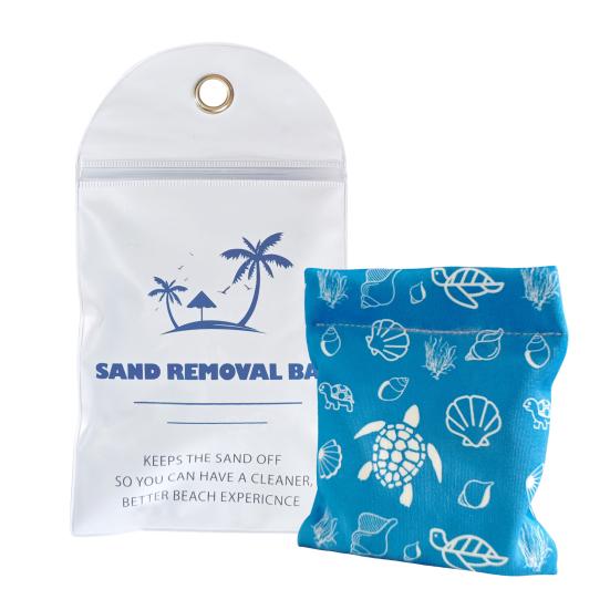 Sand Removal Bag Portable Powder Pouch Sand Remover Brush Sand Wipe Off Mitt