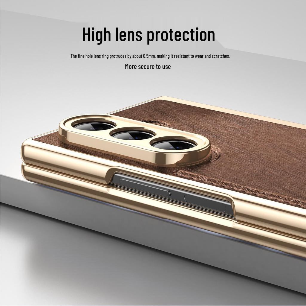 Gold Thread Texture Folding Electroplated Leather Case for Samsung Z Fold7 