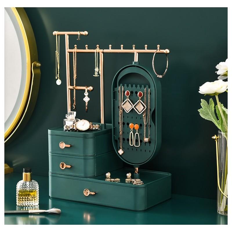 Schmuck-Organizer Schränkchen mit Spiegel Schubladen Schatulle Köfferchen