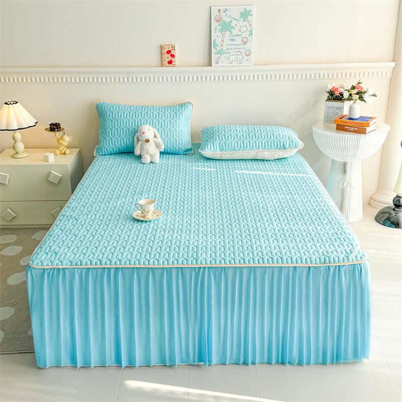 Bonenjoy Cooling Bed Skirt Summer Bed Cover Skin-friendly Bedspread Queen Size Mattress Protector Falda De Cama (No Pillowcase)