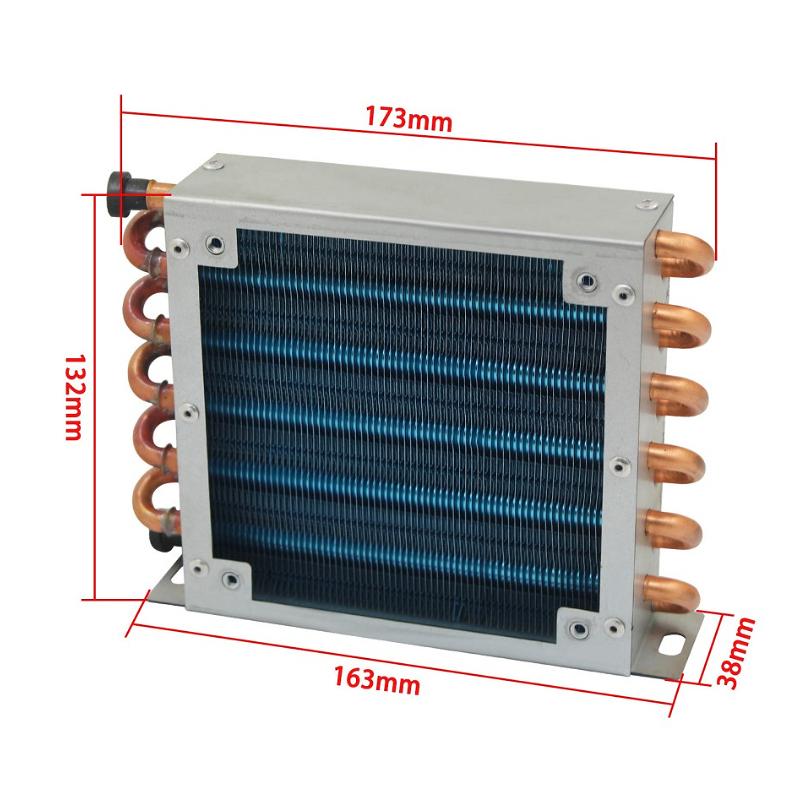 173x132x38mm Small Shell Condenser Radiator 120mm Fan for Refrigerator Freezer Aluminum 7mm Fin and Copper Tube Heat Exchanger