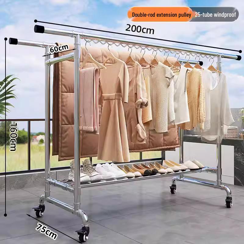 Floor-Standing Indoor Clothes Drying Rack for Bedroom and Balcony