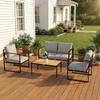 Outdoor Garden Furniture Set 4 Piece Patio Furniture With Slatted Table Indoor Outdoor Balcony Patio Conservatory Set
