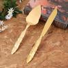Conjunto de facas e talheres retrô dourados estilo europeu, talheres completos, pratos, utensílios de cozinha, conjuntos de jantar, utensílios de cozinha novos