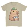 Cute Capybara Anime Gamer TShirts for Men  Leisure Pure Cotton Tee Shirt O Neck Short Sleeve T Shirts Printing Clothing