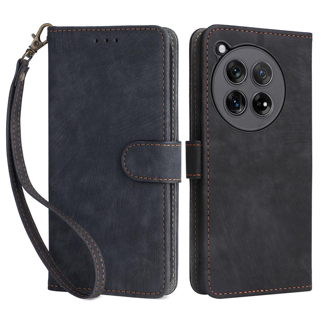 Dla OnePlus Ace 3 5G/12R 5G Skórzane Etui z Podstawką Blokujące RFID Pokrowiec na Telefon z Paskiem na Rękę