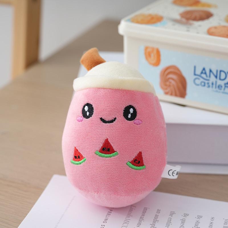 Fruit Pearl Milk Tea Plush Keychain - Cute Doll Bag Ornament Gift