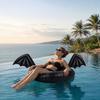 Inflatable Pool Float Creative Bat Wings Decor Black Thickened PVC Swim Ring