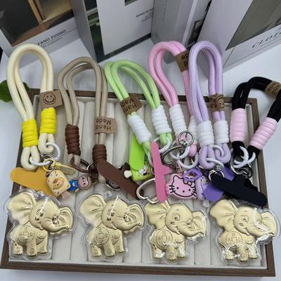 New Pure Gold Elephant Keychain Charm: Lucky Day In Day Out Cartoon Pendant for Mobile Phone and Bag