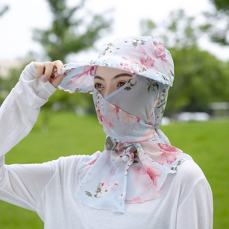 Pălărie de soare de vară pentru femei, pentru ciclism, în aer liber, pentru femei, care acoperă fața, protecție UV, pălărie de plajă cu margine mare