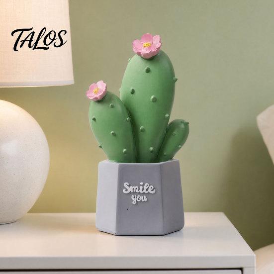 Durable Resin Home Decor Cactus Figurines Ornament, Desktop Decor, Multi-size Set Geometric Planters Ornament for Office