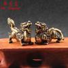 Antique Copper Chinese Mythical Beast Pixiu Miniature Figurines 1 Pair Ornaments Brass Lucky Animal Qi Lin Desktop Decorations