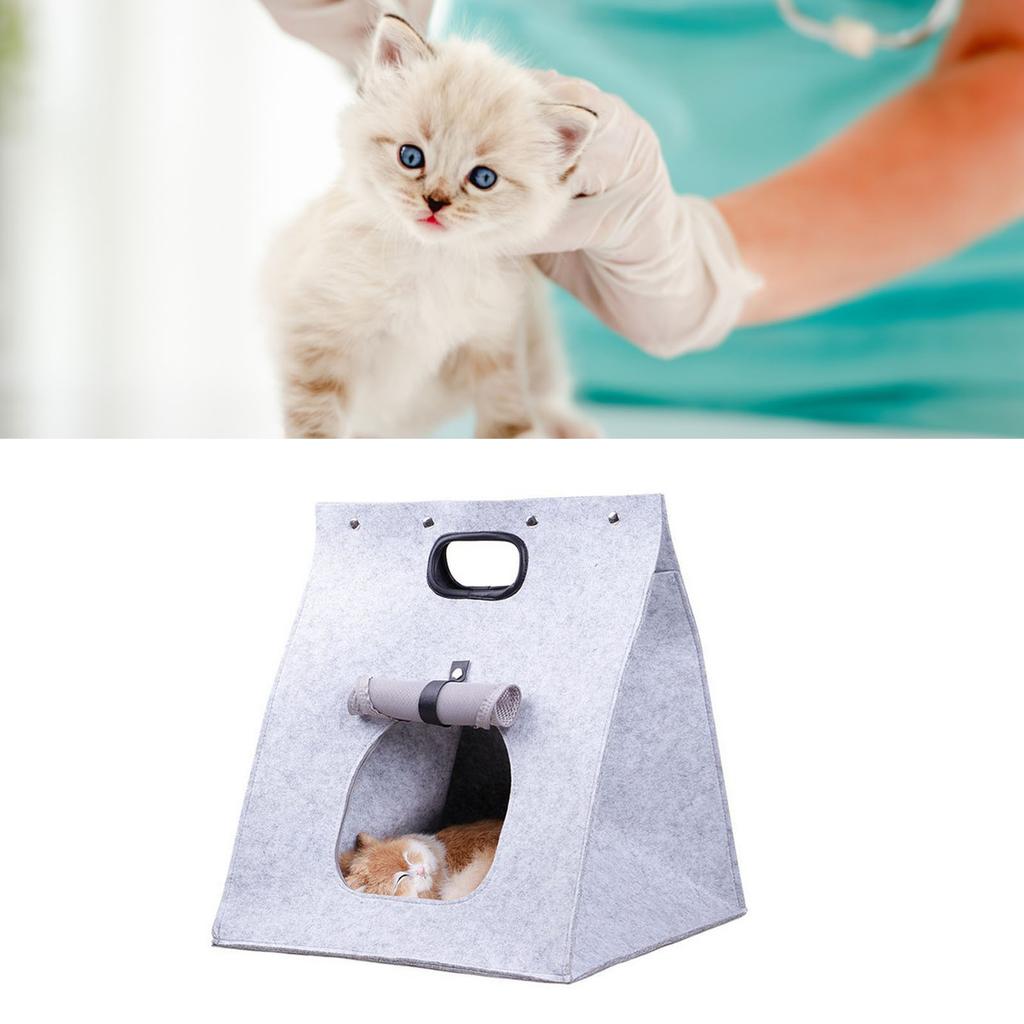 Filz Katzenhaus Abnehmbar Waschbar Faltbar Integrierter Filz Katzenschlafsack für Katzen Kätzchen Welpen Grau