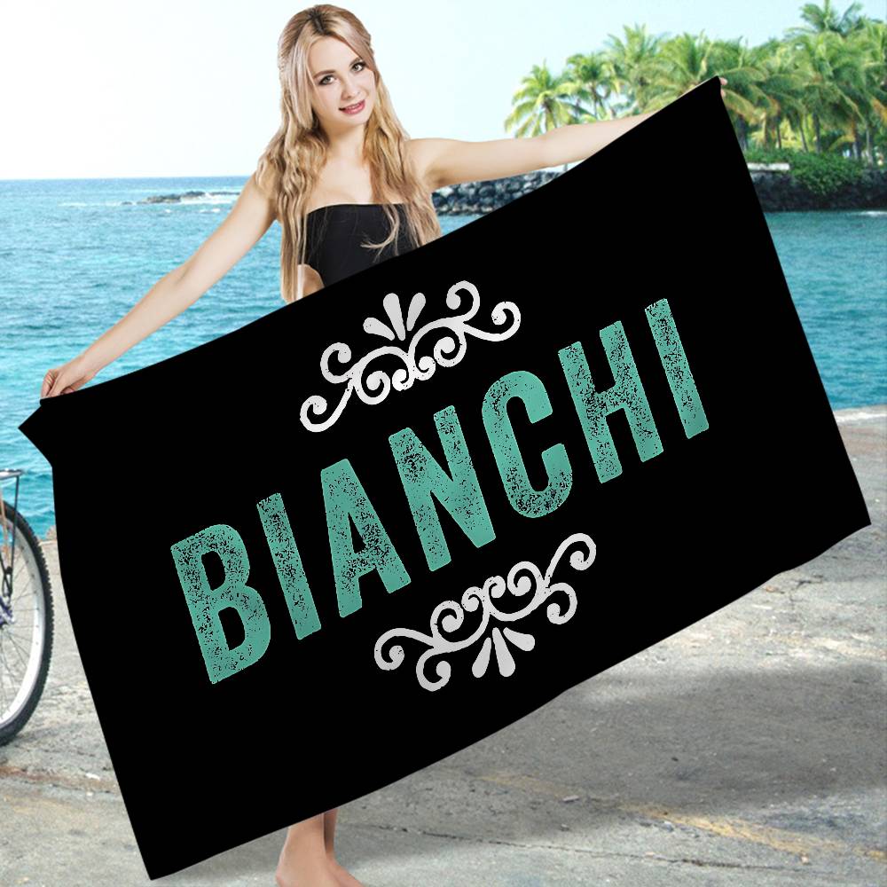 Marca B-Bianchi Logo Bicicletta Coperta in Microfibra Asciugatura Rapida Teli da Spiaggia Stampa Sovradimensionata Super Assorbente Coperta Asciugamano per Piscina