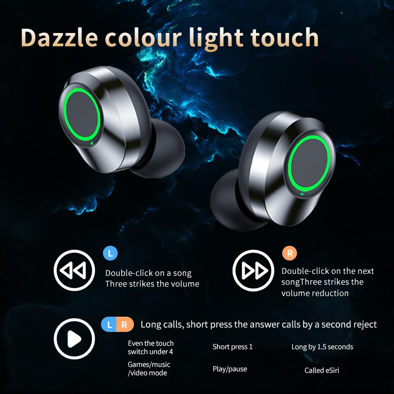 Neue Bluetooth 5.3 9D Mirror Wireless Bluetooth Kopfhörer TWS HiFi Smart Digital Display In Ear Sport Kopfhörer Low Latency Gaming Headset