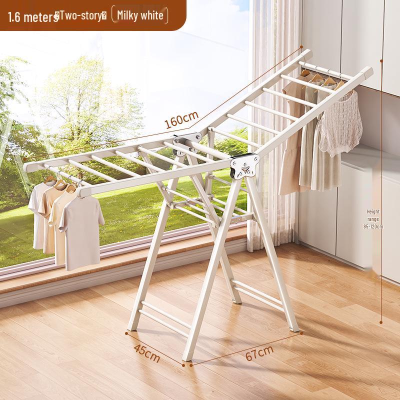 Adjustable Foldable Clothes Drying Rack for Indoor/Outdoor Use - Ideal for Bedroom, Balcony, and Baby Items.
