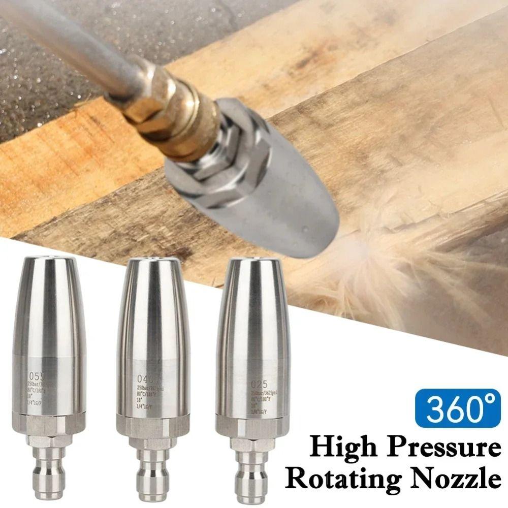 Portable Rotating Nozzle Stainless Steel 3625 PSI Pressure Washer Tips 1/4 Quick Connect Spray Head for Pressure Washer