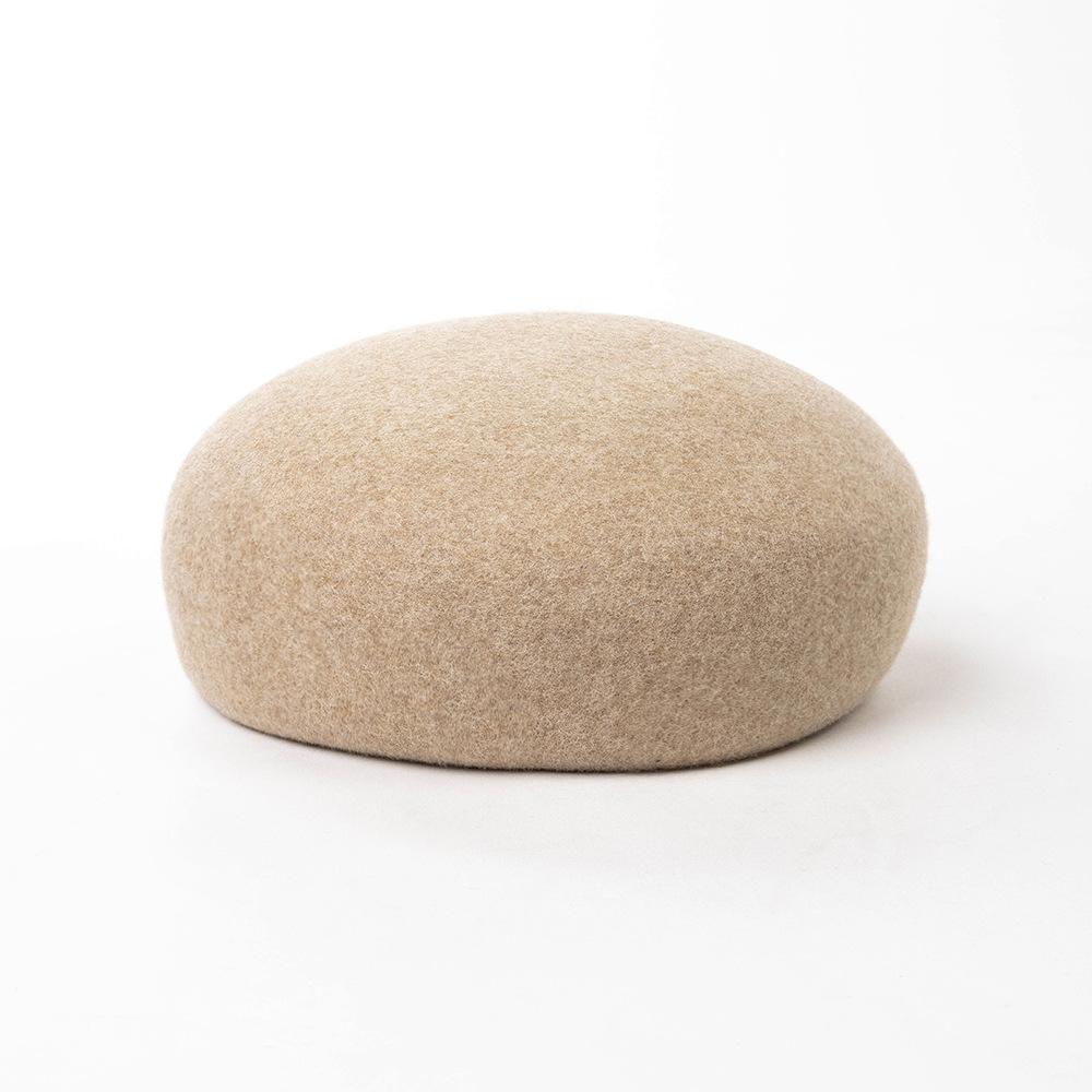 Autumn Winter 100% Wool Felt Blocked Beret Women Elegant Bread Pumpkin Berets Men Ladies Wedding Painter Pillbox Fascinator Hat