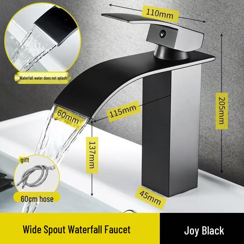 Black Natural Curved Short Basin Faucet