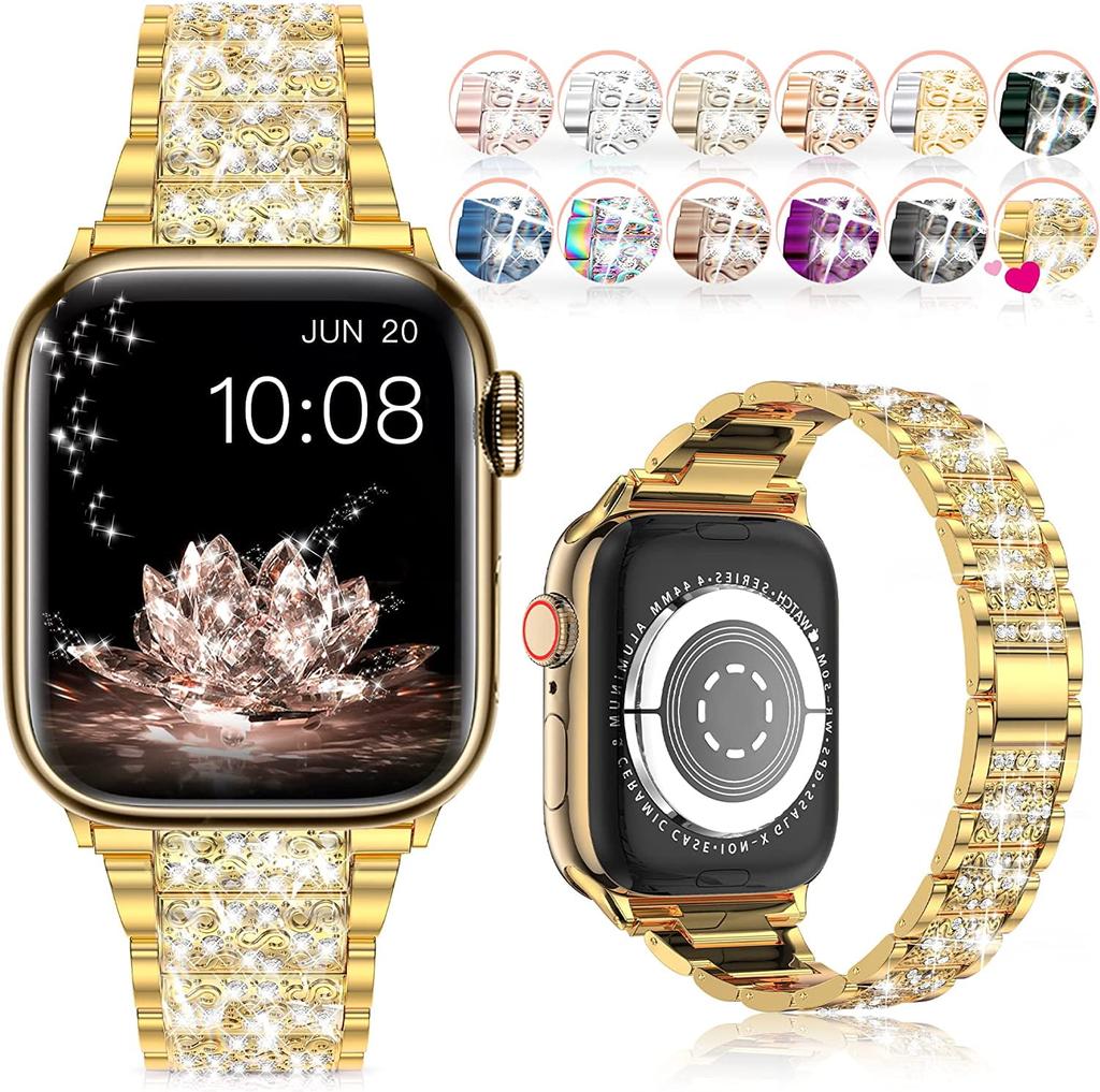 Glamour Diamond Apple Watch Band: Universal Fit for Women - Luxurious Metal Bracelet Replacement